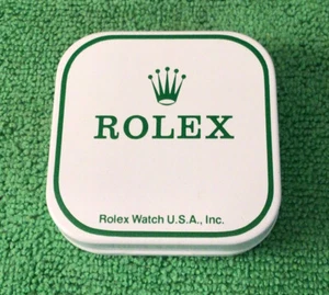 Genuine Vintage Rolex Watch USA -Green & White Watch Parts Tin/ Storage Box 2.2” - Picture 1 of 5