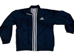 Adidas nylon jacket women’s extra large blue white stripe Windbreaker Coat - Picture 1 of 11