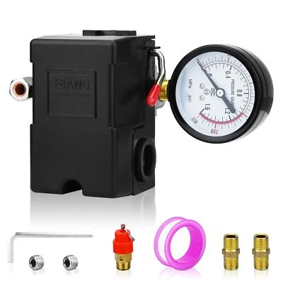 FBANG Air Compressor Pressure Switch Control Valve 110-150 PSI，Horizontal 4-way Swi...