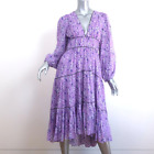 Ulla Johnson Tiered Midi Dress Joan Lilac Floral Print Cotton-Silk Size 2