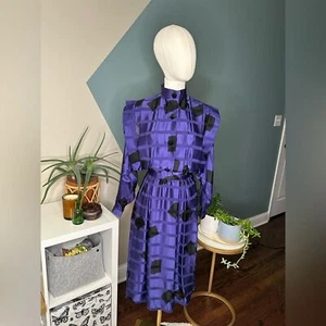 Vintage 1980s Albert Nipon Boutique Silk Dress Size 2 Batwing Sleeves - Picture 1 of 13