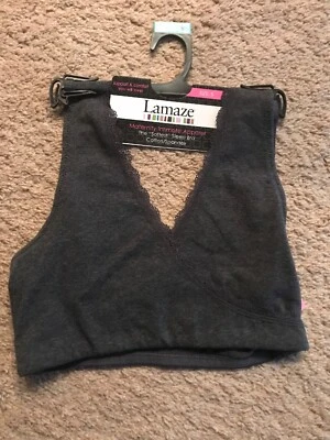 NUEVO Sujetador para dormir Lamaze algodón spandex encaje enfermería maternidad pequeño gris Foto 1 de 4
