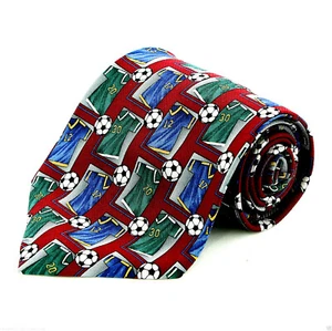 Soccer Jersey Men's Neck Tie Ball Player World Cup Football Silk Red Necktie - Picture 1 of 3