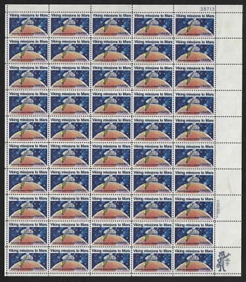USA Stamps — Full Pane of 50 — 1978, Viking Missions to Mars Space #1759 MNH - Image 1 of 2