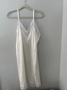 Vintage White Slip Night Gown Size 24w Lace Trim USA - Picture 1 of 8