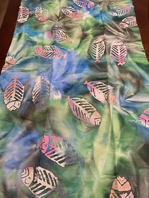 Novo Tecido de Algodão Tie Dye Batik Peixe AZUL VERDE Colcha Rosa Artesanato 1/2 Y 44" de Largura - Imagem 1 de 4