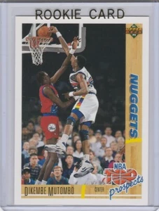 Tarjeta de novato Dikembe Mutombo 1991 cubierta superior NBA TOP PROSPECTS baloncesto ¡RC HOF! - Imagen 1 de 2