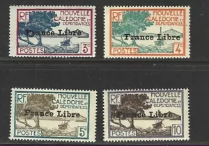 SELLOS DE CALEDONIA NUEVOS #219-222 -- (4) VALORES, "FRANCIA LIBRE" -- 1941 -- SIN USAR - Imagen 1 de 3