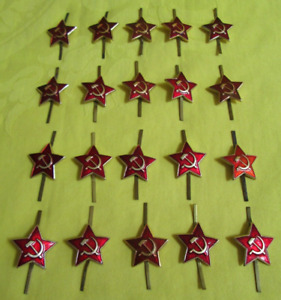 20 Original 1980s Red Star Army Cap Insignias/USSR-Russia/Obsolete-Vintage