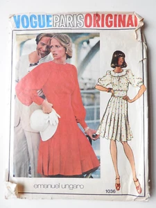 Vogue 1036 sewing pattern Dress with yoke & pleat skirt sz 10 Emanuel Ungaro CUT - Picture 1 of 2