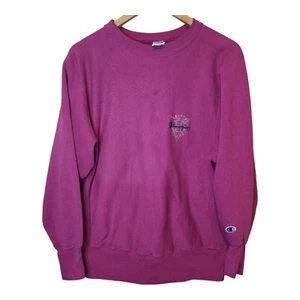Vintage 80s Champion Reverse Weave Sweatshirt Pink/Purple Made In USA Large - Picture 1 of 9