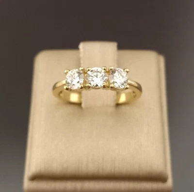 Bague Trilogy En Or Jaune 18 CT. 750 Et 3 Zircons Diamètre 4 MM - Photo 1/4
