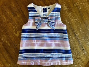 Janie & Jack Girls Organdy Striped Top In Blue Iris | Girls Size 6 - Picture 1 of 10