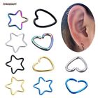 Women Star Heart Earrings Tragus Helix Ear Piercing Cartilage Nose Ring 5Pcs/Lot