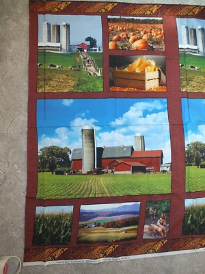 24" American Spirit 7 Block PANEL Benartex Heartland cotton quilt fabric 1350-9 - Image 1 of 4