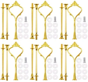 6PCS 3-Tier Gold Cupcake Stand Hardware Fittings Metal Mold Crown Holder - Picture 1 of 8