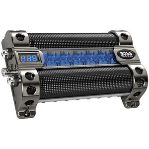 Boss 8 Farad Capacitor Digital Voltage Meter Black Chrome Active Light Show Cap8