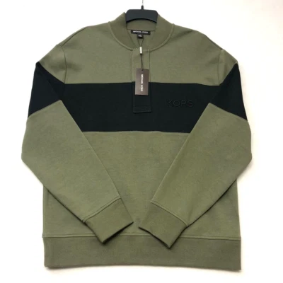 MICHAEL KORS MK Hombres Suéter Camisa Henley Pullover Verde Salvia/Negro M Nuevo con Etiquetas $178 Foto 1 de 4