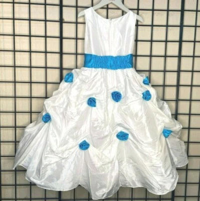 NWT NEW White/Turquoise Blue Sweetie Pie Pageant/Party/Formal Dress/Gown 4/5Y - Image 1 of 4