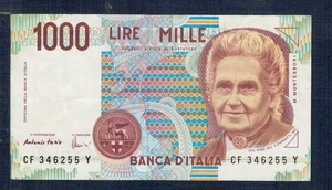 REPUBBLICA ITALIANA  - 5 Banconote  1.000 LIRE MONTESSORI 1990    - Gian 2 - Foto 1 di 10