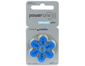 6 Stück Power One Implant Plus 675 hearing aid batteries / Hörgerätebatterien - Bild 1 von 1