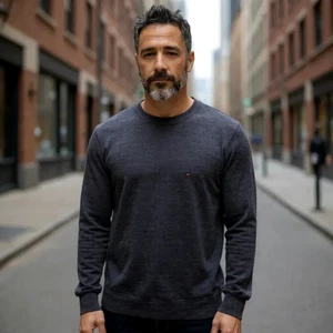 Tommy Hilfiger Baumwolle Leinen dunkelblau leichter Pullover Herren 3XL lang Slv neu - Bild 1 von 15