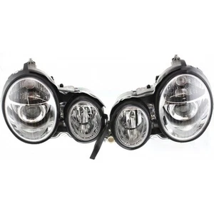 For Mercedes-Benz E300/E320 Headlight 1996-1999 Pair Halogen Chrome Interior - Picture 1 of 7