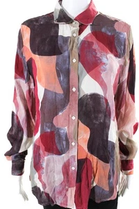 Sharis Womens Valentina Printed Long Sleeve Button Up Blouse Magenta Purple IT46 - Picture 1 of 6