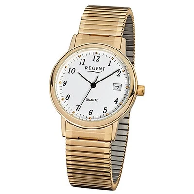 Regent Orologio da Polso da Uomo Oro Analogico F-707 Stahl-Armband URF707 - Immagine 1 di 4