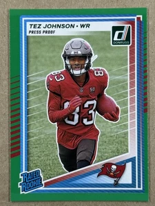 TEZ JOHNSON RC 2025 Donruss Green Press Proof #313 Tampa Bay Buccaneers - Picture 1 of 2