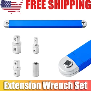 Offset Extension Wrench Set Ratchet Spanner Wrench with 4 Extender Adapter New - Foto 1 di 10