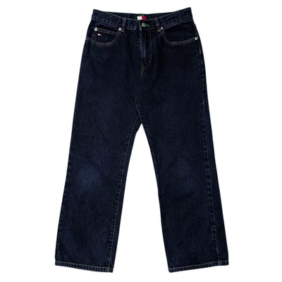 Pantalones de mezclilla oscuros vintage Y2K Tommy Hilfiger para jóvenes niños talla 14 (27x27) 2002 Foto 1 de 4
