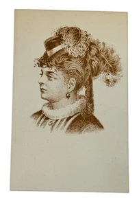 ANTIQUE VICTORIAN SCRAP PICTURE CARD – BEAUTIFUL LADY IN ELEGANT HAT - Picture 1 of 3
