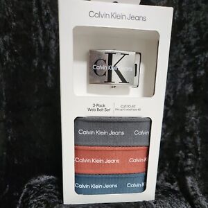 Calvin Klein Casual Military Web Belts Set Unisex Adjustable 3-Pack NEW
