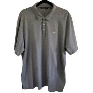 Travis Mathew Men’s Polo Shirt Gray White Striped Cotton Blend Size XL - Picture 1 of 12