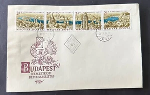 HUNGARY 1961 FDC SETENANT STRIP BRIDGE BOATS -S19027 - Picture 1 of 1