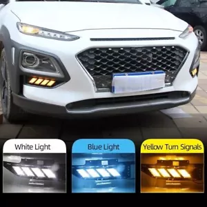 For Hyundai Encino Kona 18-22 LED DRL Daytime Running Lights Fog Lamps Bumper - Foto 1 di 6