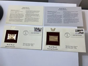 WWII Germany & Japanese Surrenders 1995 22kt Golden Replica 32c Stamp Day Issue - Picture 1 of 6