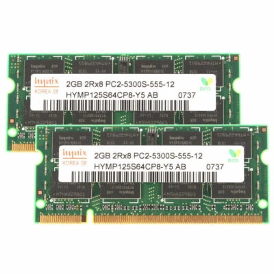 Hynix Chips 4GB 2X 2GB 2G PC2-5300S DDR2 667Mhz 200PIN SODIMM Laptop Memory RAM~ - Image 1 of 4