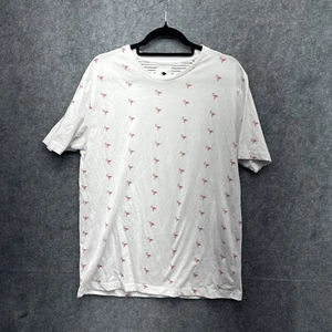 Denim & Flowers Ricky Singh White Flamingo Print Tee XL - Picture 1 of 14