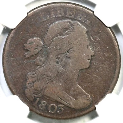 1803 S-262 R-3 NGC VG 8 Draped Bust Large Cent Coin 1c - Image 1 of 3