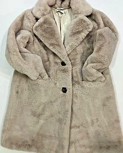 Oversized faux fur/plush M/L coat beige ZA lined buttons BNWT Formal comfy soft - Picture 1 of 22
