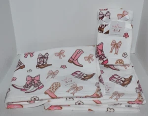 Truly Lou Western Cowgirl Pattern Bath Towel & Hand Towel Set - Picture 1 of 4