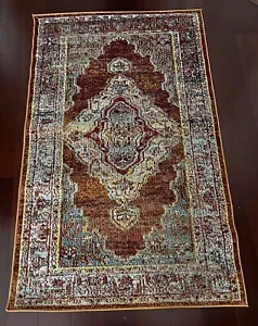 Safavich Crystal Orange Blue Polypropylene 3’ X 5’ Area Rug Pet/Child Friendly - Picture 1 of 6