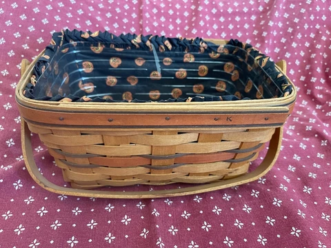 Longaberger Pumpkin Basket & Plastic Protector & liner 1994 Vintage Cover