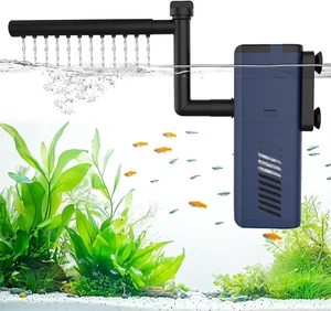 Aquarium Internal Filter,Adjustable Submersible Fish Tank Filter with 135GPH Wat - Picture 1 of 8