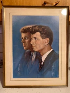 John F. and Robert Kennedy The Kennedy's Print by Alton Tobey in Frame - Picture 1 of 4