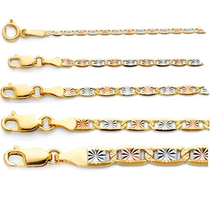 14K Tri Color Italian Gold Valentino Chain Necklace 1.5mm - 4.8mm Cadena de Oro - Picture 1 of 7