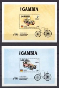 Gambia Antiques Cars Motor Vehicles - Scott #628 & 629 MNH Souvenir Sheets - Picture 1 of 1