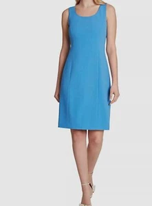 $199 Tahari ASL Women Blue Sleeveless Sheath Dress Size 14 - Picture 1 of 2